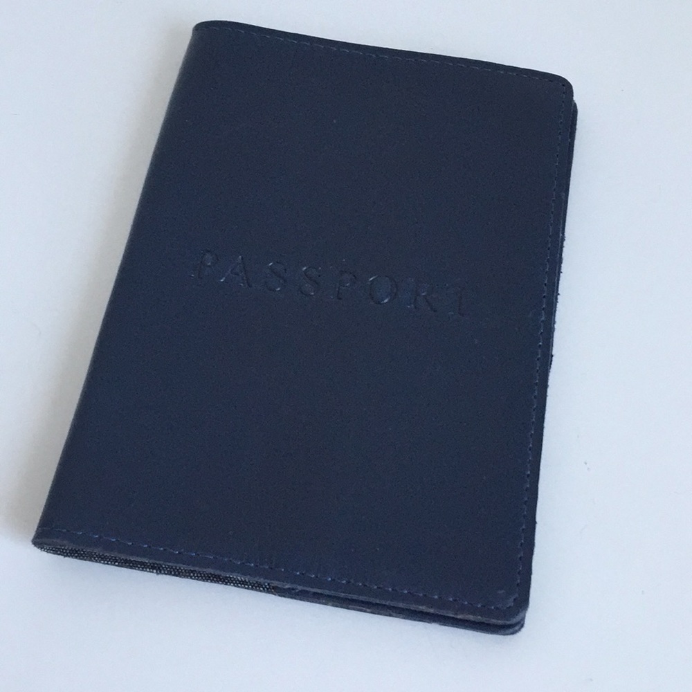 NWOT J. Crew Navy Leather Passport Book